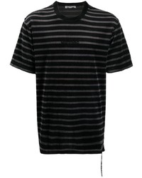 T-shirt girocollo a righe orizzontali nera di Mastermind Japan