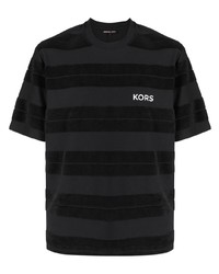 T-shirt girocollo a righe orizzontali nera di Michael Kors