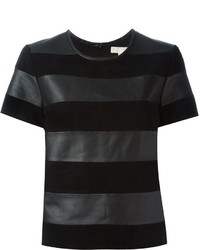 T-shirt girocollo a righe orizzontali nera di MICHAEL Michael Kors