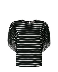 T-shirt girocollo a righe orizzontali nera di Preen by Thornton Bregazzi