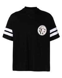 T-shirt girocollo a righe orizzontali nera di Roberto Cavalli