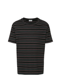 T-shirt girocollo a righe orizzontali nera di Saint Laurent
