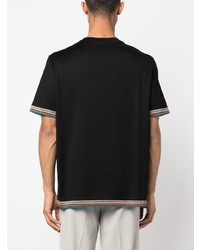 T-shirt girocollo a righe orizzontali nera di Paul Smith