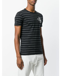 T-shirt girocollo a righe orizzontali nera di Calvin Klein Jeans