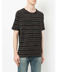 T-shirt girocollo a righe orizzontali nera di Saint Laurent