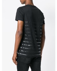T-shirt girocollo a righe orizzontali nera di Balmain