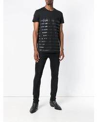 T-shirt girocollo a righe orizzontali nera di Balmain