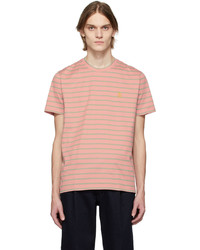 T-shirt girocollo a righe orizzontali rosa di Etro