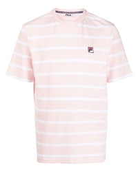 T-shirt girocollo a righe orizzontali rosa di Fila