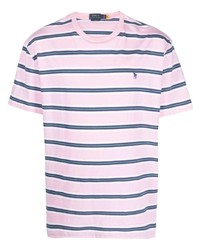 T-shirt girocollo a righe orizzontali rosa di Polo Ralph Lauren
