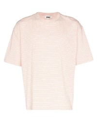 T-shirt girocollo a righe orizzontali rosa di YMC