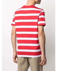 T-shirt girocollo a righe orizzontali rossa e bianca di Paul & Shark