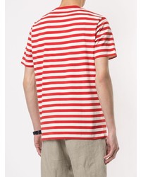 T-shirt girocollo a righe orizzontali rossa e bianca di Kent & Curwen