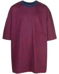 T-shirt girocollo a righe orizzontali rossa e blu scuro di Martine Rose