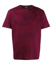 T-shirt girocollo a righe orizzontali rossa e blu scuro di N°21