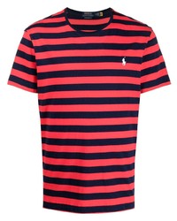 T-shirt girocollo a righe orizzontali rossa e blu scuro di Polo Ralph Lauren