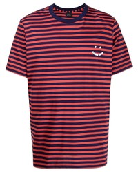 T-shirt girocollo a righe orizzontali rossa e blu scuro di PS Paul Smith