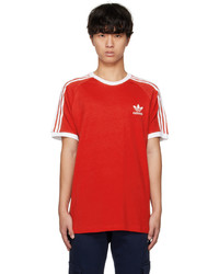T-shirt girocollo a righe orizzontali rossa di adidas Originals