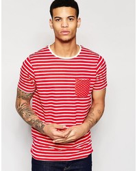 T-shirt girocollo a righe orizzontali rossa di Brave Soul