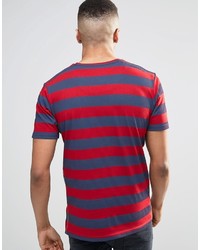 T-shirt girocollo a righe orizzontali rossa di Ringspun