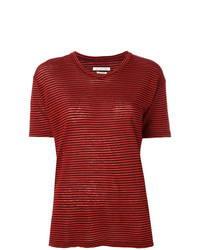 T-shirt girocollo a righe orizzontali rossa di Isabel Marant Etoile