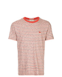 T-shirt girocollo a righe orizzontali rossa di MAISON KITSUNÉ