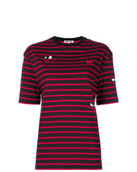 T-shirt girocollo a righe orizzontali rossa di McQ Alexander McQueen