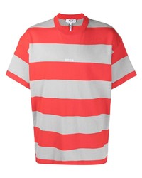 T-shirt girocollo a righe orizzontali rossa di MSGM