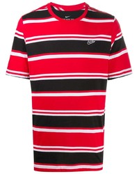 T-shirt girocollo a righe orizzontali rossa di Nike
