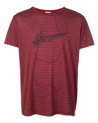 T-shirt girocollo a righe orizzontali rossa di Saint Laurent