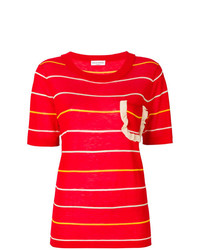 T-shirt girocollo a righe orizzontali rossa di Sonia Rykiel