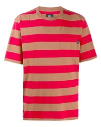 T-shirt girocollo a righe orizzontali rossa di Stussy