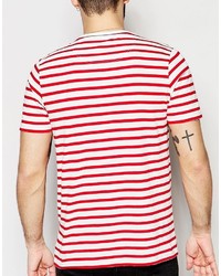 T-shirt girocollo a righe orizzontali rossa di Farah