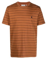 T-shirt girocollo a righe orizzontali terracotta di Carhartt WIP