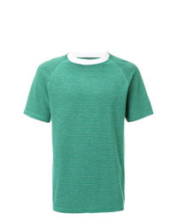 T-shirt girocollo a righe orizzontali verde menta di Maison Margiela