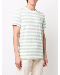 T-shirt girocollo a righe orizzontali verde menta di Manuel Ritz