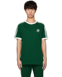 T-shirt girocollo a righe orizzontali verde oliva di adidas Originals