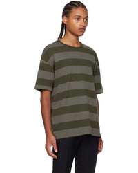 T-shirt girocollo a righe orizzontali verde oliva di Paul Smith