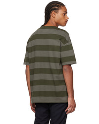 T-shirt girocollo a righe orizzontali verde oliva di Paul Smith