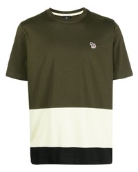 T-shirt girocollo a righe orizzontali verde oliva di PS Paul Smith
