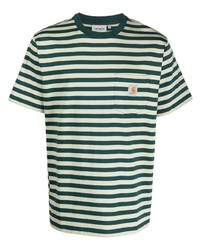 T-shirt girocollo a righe orizzontali verde scuro di Carhartt WIP