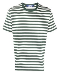 T-shirt girocollo a righe orizzontali verde scuro di Junya Watanabe