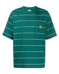 T-shirt girocollo a righe orizzontali verde scuro di Kenzo
