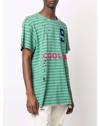 T-shirt girocollo a righe orizzontali verde di COOL T.M