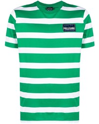 T-shirt girocollo a righe orizzontali verde di Paul & Shark