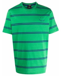 T-shirt girocollo a righe orizzontali verde di PS Paul Smith