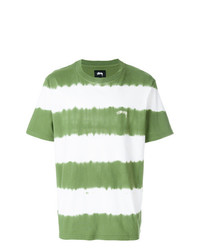 T-shirt girocollo a righe orizzontali verde di Stussy