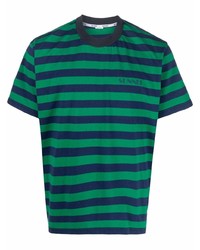 T-shirt girocollo a righe orizzontali verde di Sunnei
