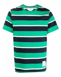 T-shirt girocollo a righe orizzontali verde di Thom Browne