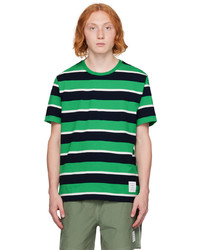 T-shirt girocollo a righe orizzontali verde di Thom Browne
